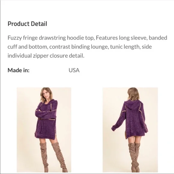 Ces Femme Purple Fuzzy pullover Hoodie - Picture 11 of 11